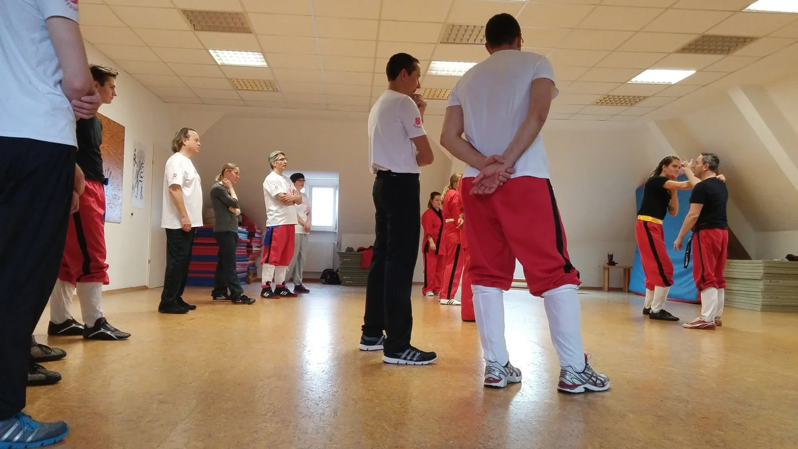 Erwachsene trainieren Wing Chun in Paaren